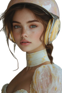 Robotic Baroque Girl Vinyl Car Decal Sticker – Waterproof & UV-Resistant 8"