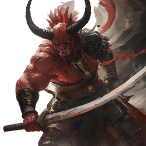 Red Oni Demon Vinyl Car Decal Sticker – Waterproof & UV-Resistant 8"