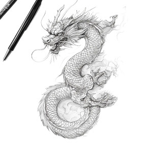 Chinese Dragon Sketch V4 Vinyl Car Decal Sticker – Waterproof & UV-Resistant 8" Chinese Dragon Sketch V4 Vinyl Car Decal Sticker – Waterproof & UV-Resistant 8"