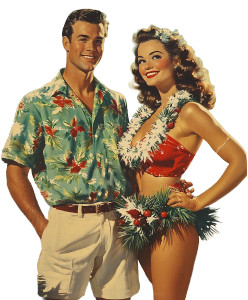 Hawaiian Christmas Couple Vinyl Car Decal Sticker – Waterproof & UV-Resistant 8"