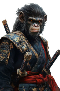 Samurai Monkey Vinyl Car Decal Sticker – Waterproof & UV-Resistant 8"