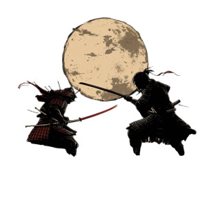 Cartoon Samurai Battle Vinyl Car Decal Sticker – Waterproof & UV-Resistant 8"