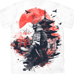 Samurai T-Shirt Design V6 Vinyl Car Decal Sticker – Waterproof & UV-Resistant 8"