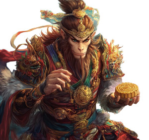 Monkey King Mooncake Vinyl Car Decal Sticker – Waterproof & UV-Resistant 8"