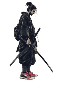 Samurai With Sneakers Vinyl Car Decal Sticker – Waterproof & UV-Resistant 8" Samurai With Sneakers Vinyl Car Decal Sticker – Waterproof & UV-Resistant 8"