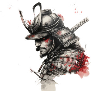 Samurai With Cherry Branches Vinyl Car Decal Sticker – Waterproof & UV-Resistant 8"