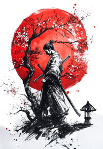 Samurai At Dawn V3 Vinyl Car Decal Sticker – Waterproof & UV-Resistant 8"