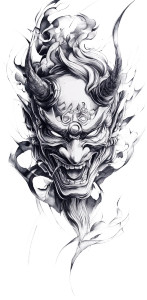 Japanese Oni Mask V7 Vinyl Car Decal Sticker – Waterproof & UV-Resistant 8"