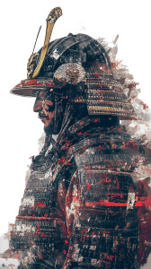 Neon Samurai Portrait Vinyl Car Decal Sticker – Waterproof & UV-Resistant 8"