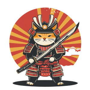Samurai Cat V14 Vinyl Car Decal Sticker – Waterproof & UV-Resistant 8"