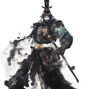 Samurai Ink Painting Vinyl Car Decal Sticker – Waterproof & UV-Resistant 8"