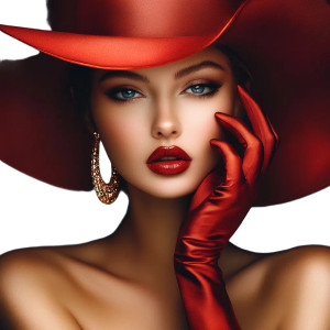 Elegant Red Hat Woman Vinyl Car Decal Sticker – Waterproof & UV-Resistant 8"