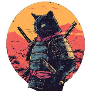 Samurai Cat V19 Vinyl Car Decal Sticker – Waterproof & UV-Resistant 8" Samurai Cat V19 Vinyl Car Decal Sticker – Waterproof & UV-Resistant 8"