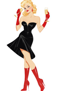 Vintage Champagne Lady Vinyl Car Decal Sticker – Waterproof & UV-Resistant 8"