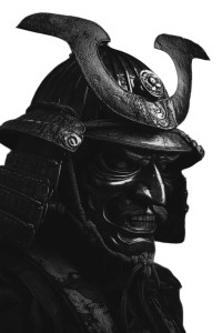 Samurai Mask Noir Vinyl Car Decal Sticker – Waterproof & UV-Resistant 8"