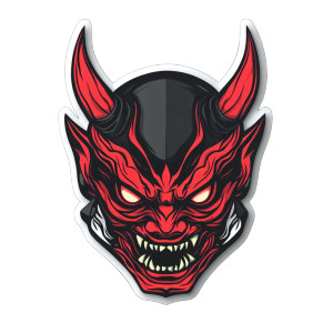 Cyberpunk Oni Mask Vinyl Car Decal Sticker – Waterproof & UV-Resistant 8"