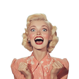 Excited 1950S Blonde Vinyl Car Decal Sticker – Waterproof & UV-Resistant 8" Excited 1950S Blonde Vinyl Car Decal Sticker – Waterproof & UV-Resistant 8"