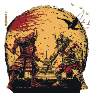 Samurai Vs Viking Vinyl Car Decal Sticker – Waterproof & UV-Resistant 8"