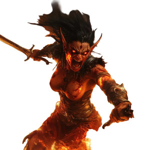 Fiery Tiefling Warrior Vinyl Car Decal Sticker – Waterproof & UV-Resistant 8"