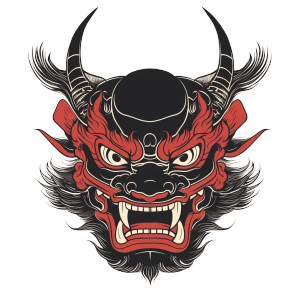 Oni Mask Tattoo V38 Vinyl Car Decal Sticker – Waterproof & UV-Resistant 8"