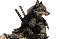 Armored Wolf Samurai Vinyl Car Decal Sticker – Waterproof & UV-Resistant 8"