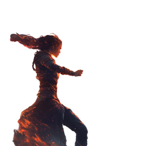 Fiery Polearm Warrior Vinyl Car Decal Sticker – Waterproof & UV-Resistant 8"