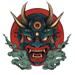 Oni Mask Icon Vinyl Car Decal Sticker – Waterproof & UV-Resistant 8"