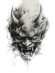 Oni Mask Drawing V7 Vinyl Car Decal Sticker – Waterproof & UV-Resistant 8"