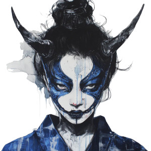 Hannya Mask Child Vinyl Car Decal Sticker – Waterproof & UV-Resistant 8"