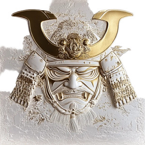 Golden Samurai Mask V2 Vinyl Car Decal Sticker – Waterproof & UV-Resistant 8"