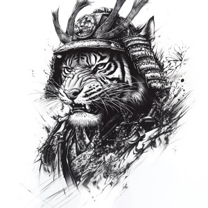 Samurai Tiger Tattoo V2 Vinyl Car Decal Sticker – Waterproof & UV-Resistant 8"