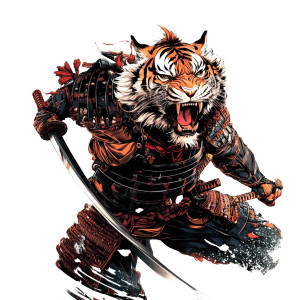 Kabuki Tiger Samurai Vinyl Car Decal Sticker – Waterproof & UV-Resistant 8"