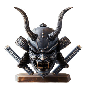 Oni Mask With Katanas Vinyl Car Decal Sticker – Waterproof & UV-Resistant 8"