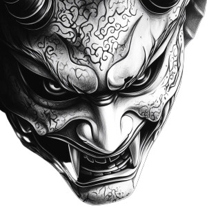Hannya Mask Portrait Vinyl Car Decal Sticker – Waterproof & UV-Resistant 8"