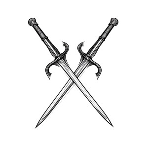 Crossed Swords Design Vinyl Car Decal Sticker – Waterproof & UV-Resistant 8"