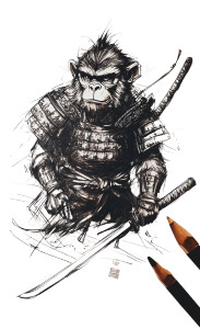 Samurai Monkey Tattoo Vinyl Car Decal Sticker – Waterproof & UV-Resistant 8"