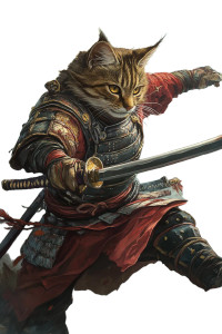 Samurai Warrior Cat Vinyl Car Decal Sticker – Waterproof & UV-Resistant 8"