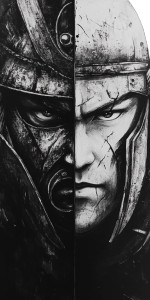 Samurai Spartan Face Vinyl Car Decal Sticker – Waterproof & UV-Resistant 8"