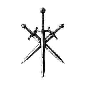 Crossing Swords Emblem Vinyl Car Decal Sticker – Waterproof & UV-Resistant 8"
