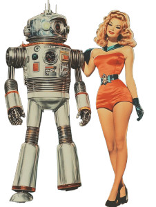 Retro Space Robot Vinyl Car Decal Sticker – Waterproof & UV-Resistant 8"