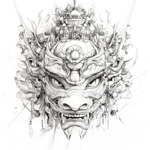 Qilin Dance Headgear Vinyl Car Decal Sticker – Waterproof & UV-Resistant 8"