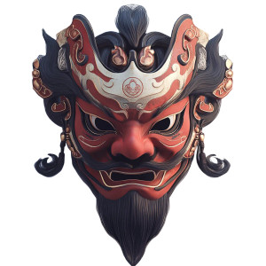 Nuo Mask Style Vinyl Car Decal Sticker – Waterproof & UV-Resistant 8"