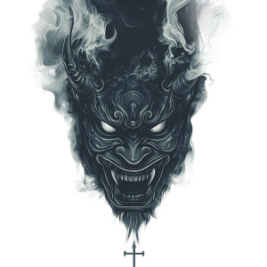 Scary Oni Mask Vinyl Car Decal Sticker – Waterproof & UV-Resistant 8"