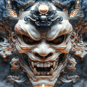 Oni Mask Skull Vinyl Car Decal Sticker – Waterproof & UV-Resistant 8"