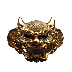 Gold Oni Mask Ring Vinyl Car Decal Sticker – Waterproof & UV-Resistant 8"