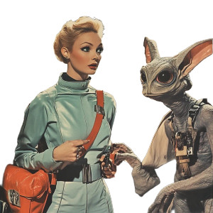 Retro-Futuristic Space Encounter Vinyl Car Decal Sticker – Waterproof & UV-Resistant 8" Retro-Futuristic Space Encounter Vinyl Car Decal Sticker – Waterproof & UV-Resistant 8"