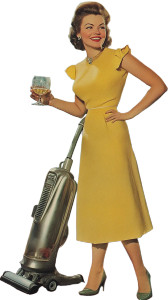 Retro Housewife Vacuuming Vinyl Car Decal Sticker – Waterproof & UV-Resistant 8"