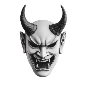 Hannya Mask Horns Vinyl Car Decal Sticker – Waterproof & UV-Resistant 8"
