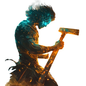 Celestial Blacksmith Forging Vinyl Car Decal Sticker – Waterproof & UV-Resistant 8"