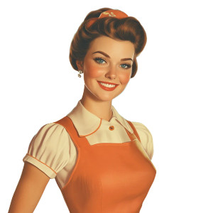 50S Cheerful Housewife Vinyl Car Decal Sticker – Waterproof & UV-Resistant 8"